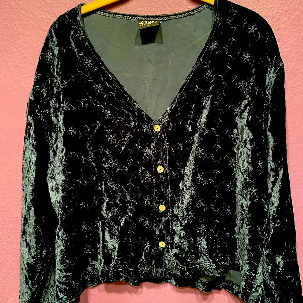 SET Velvet top and pants green crushed velvet set Pants Small / Top Large.
